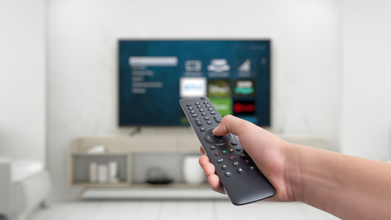 Customer using a TV remote