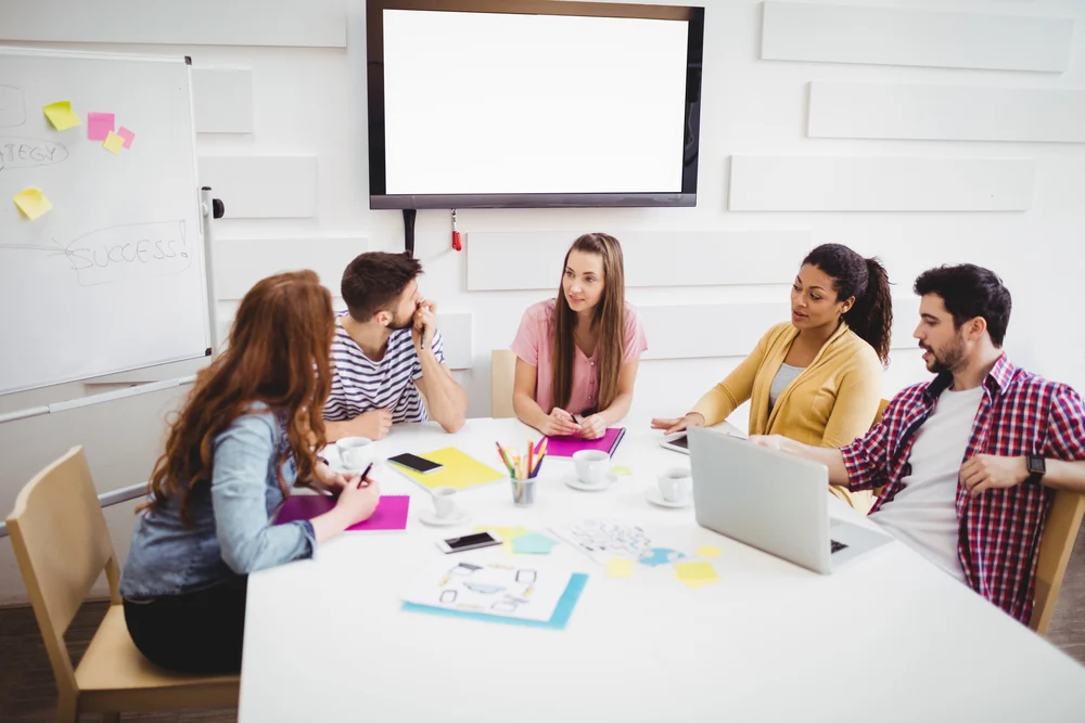 Team collaborating in an office