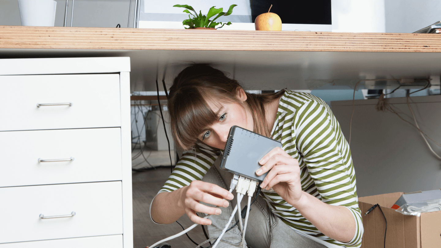Technician installing home internet