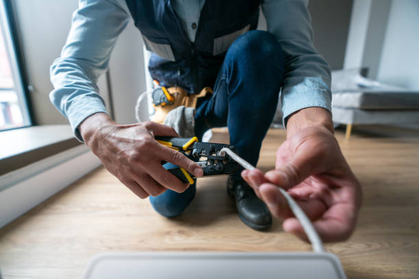 Technician installing internet